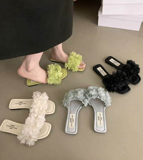 New Comfortable Elegant Flower Flat Slippers CODE: KAR5268