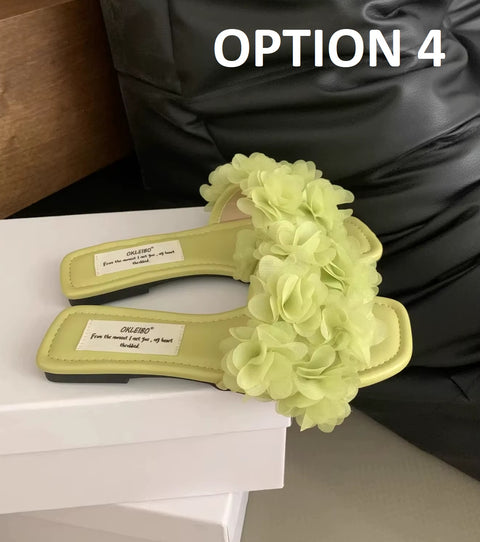 New Comfortable Elegant Flower Flat Slippers CODE: KAR5268