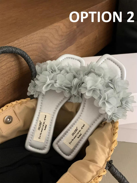 New Comfortable Elegant Flower Flat Slippers CODE: KAR5268