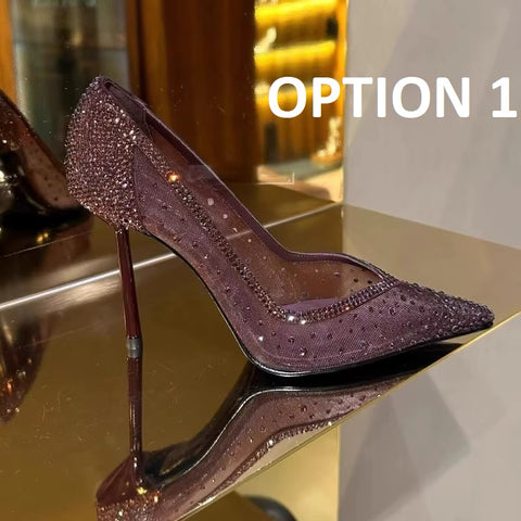 New Shallow Mouth Pointed Toe Rhinestone High Heels CODE: KAR5274