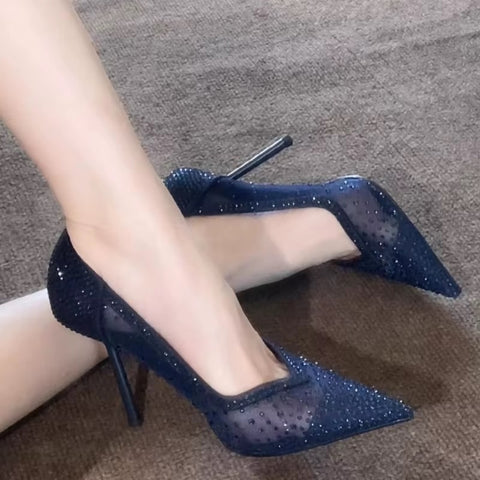 New Shallow Mouth Pointed Toe Rhinestone High Heels CODE: KAR5274