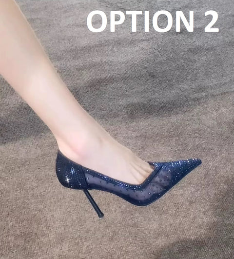 New Shallow Mouth Pointed Toe Rhinestone High Heels CODE: KAR5274