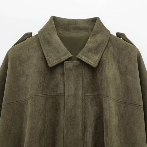 New Fashion Lapel Long Sleeve Zipper Suede Jacket CODE: KAR5282