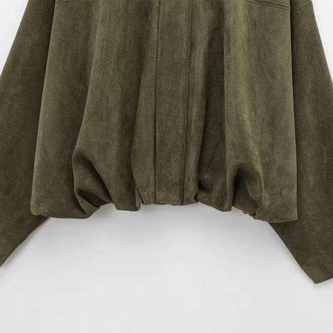 New Fashion Lapel Long Sleeve Zipper Suede Jacket CODE: KAR5282