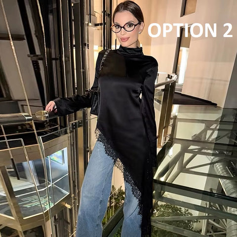 New Fashion Irregular T shirt Elegant Loose Split Top CODE: KAR5289
