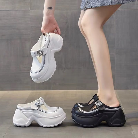 New Chunky Padded Heel Half Sandal with Increased Platform Sandal CODE: KAR5303