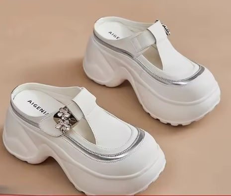 New Chunky Padded Heel Half Sandal with Increased Platform Sandal CODE: KAR5303