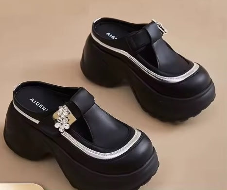 New Chunky Padded Heel Half Sandal with Increased Platform Sandal CODE: KAR5303