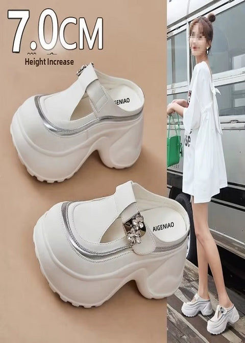 New Chunky Padded Heel Half Sandal with Increased Platform Sandal CODE: KAR5303