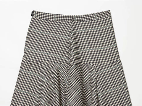 New Single Breasted Plaid Pilot Jacket+Side Zipper Splicing Pleated Skirt Suit Set CODE: KAR5318