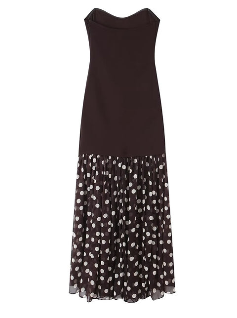Sexy Elegant Strapless Polka Dot Print Maxi Dress CODE: KAR5322