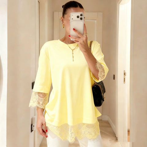 Summer O-Neck Short Sleeve Loose Solid Pullover Top CODE: KAR5350