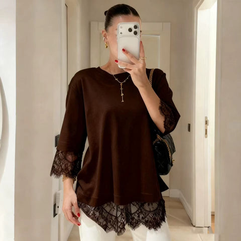 Summer O-Neck Short Sleeve Loose Solid Pullover Top CODE: KAR5350