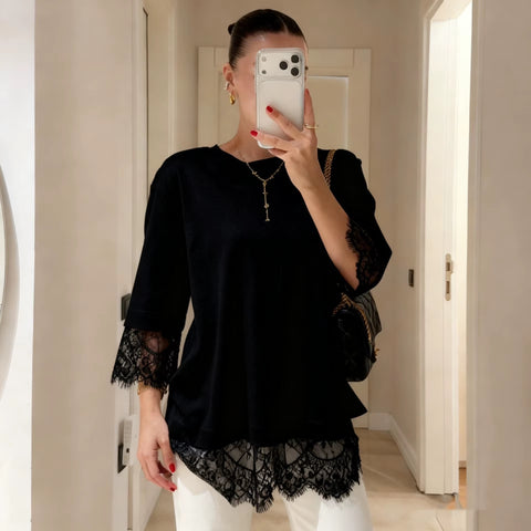 Summer O-Neck Short Sleeve Loose Solid Pullover Top CODE: KAR5350