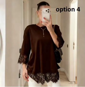 Summer O-Neck Short Sleeve Loose Solid Pullover Top CODE: KAR5350
