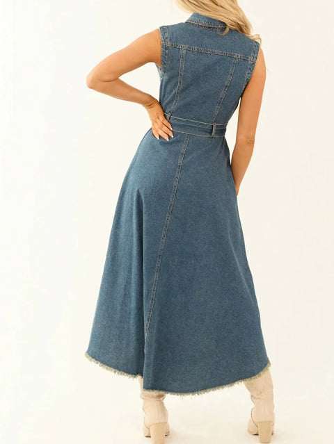 Fashion Sleeveless Personality Irregular Rough Edge Europe Dress