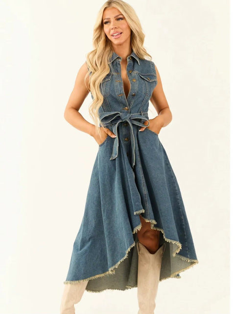 Fashion Sleeveless Personality Irregular Rough Edge Europe Dress