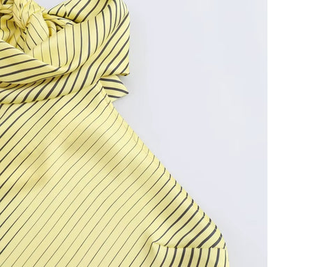 New Fashion Sexy Halter Satin Texture Contrast Striped Casual Dress CODE: KAR3714