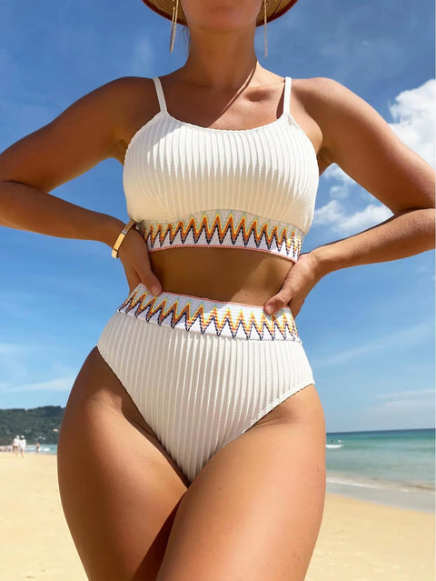 New Stylish Padded Sleeveless Two-Piece Swimsuit CODE: KAR3717