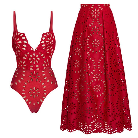 Flower Hollow One Piece Luxury Bathing Suit CODE: KAR3738