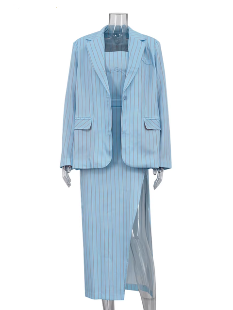 New Elegant Long Sleeve Blazer With Sleeveless Ankle Length Slit Two Pieces Set CODE: KAR3780