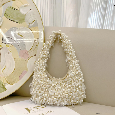 New Pearl Beaded Handmade party Handbag CODE: KAR3868