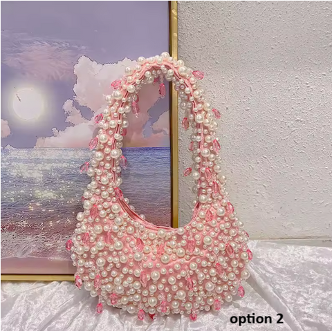 New Pearl Beaded Handmade party Handbag CODE: KAR3868