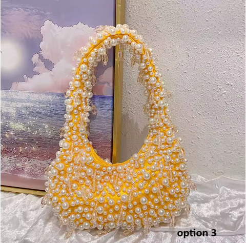 New Pearl Beaded Handmade party Handbag CODE: KAR3868