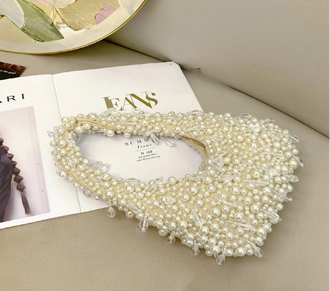 New Pearl Beaded Handmade party Handbag CODE: KAR3868