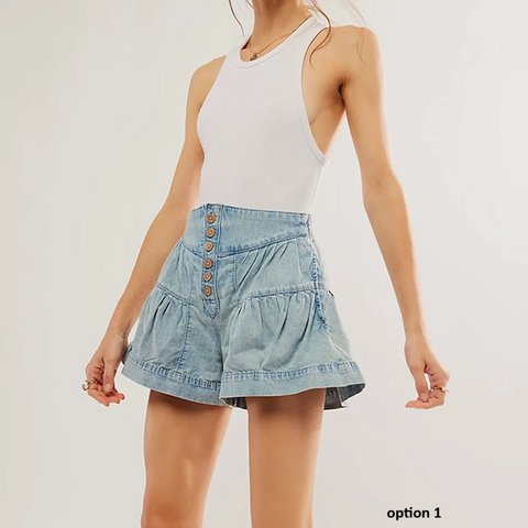 New High Waisted Stretchy Buttoned Shorts CODE: KAR3870
