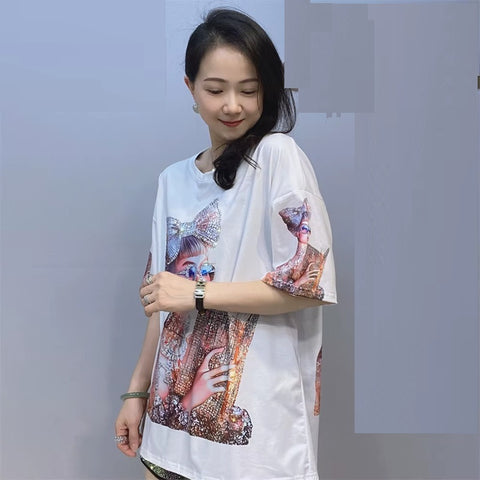 New O Neck Fashionable Print Short Sleeve T Shirt CODE: KAR3995