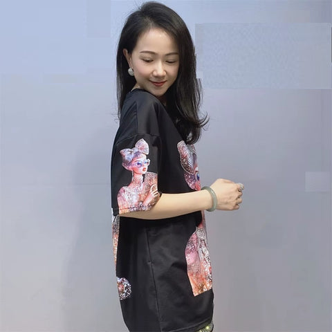 New O Neck Fashionable Print Short Sleeve T Shirt CODE: KAR3995