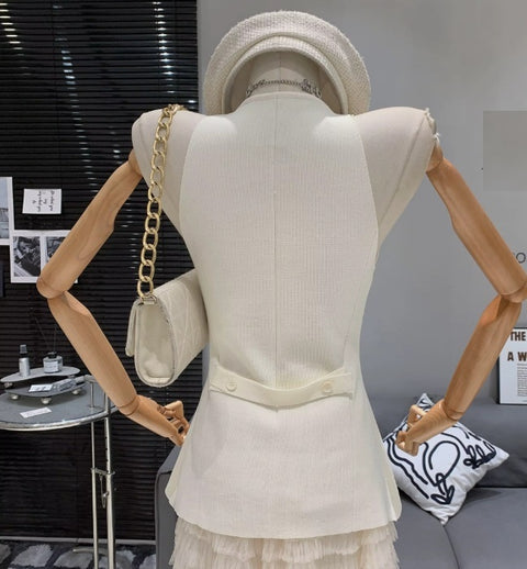 New V-neck high-end waist cinching slimming sleeveless Top CODE: KAR4025