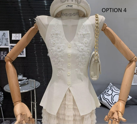 New V-neck high-end waist cinching slimming sleeveless Top CODE: KAR4025