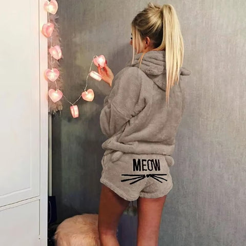 Cat embroidery pajamas hooded two-piece suit CODE: mon1160