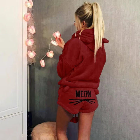 Cat embroidery pajamas hooded two-piece suit CODE: mon1160