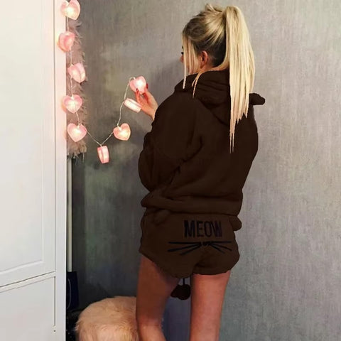 Cat embroidery pajamas hooded two-piece suit CODE: mon1160