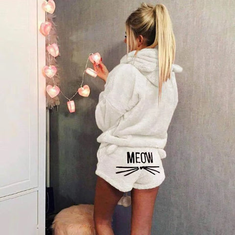 Cat embroidery pajamas hooded two-piece suit CODE: mon1160