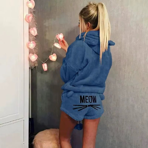 Cat embroidery pajamas hooded two-piece suit CODE: mon1160