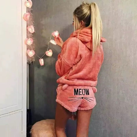 Cat embroidery pajamas hooded two-piece suit CODE: mon1160