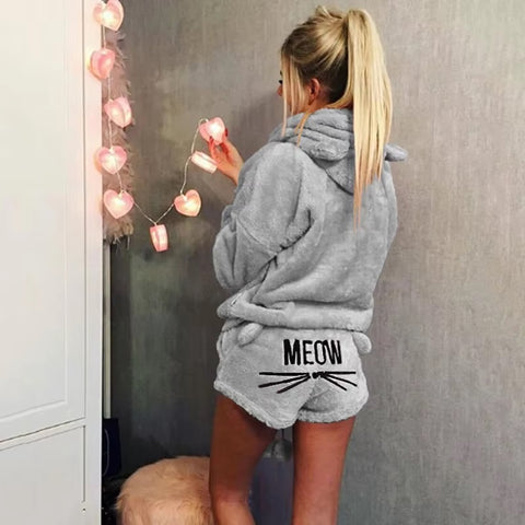 Cat embroidery pajamas hooded two-piece suit CODE: mon1160