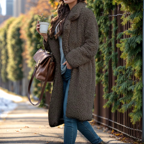 Lapel pocket long coat Winter Wear CODE: mon1173