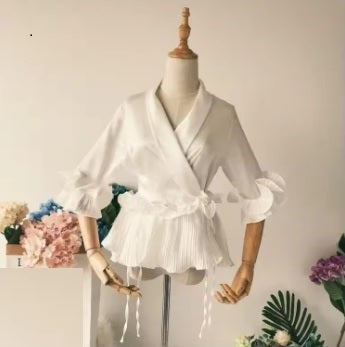 V word pleated chiffon top CODE: mon1235
