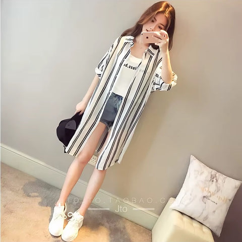 Striped cardigan thin shirt jacket CODE: mon1373