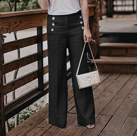 Cotton linen high waist button pants CODE: mon1715