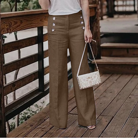 Cotton linen high waist button pants CODE: mon1715