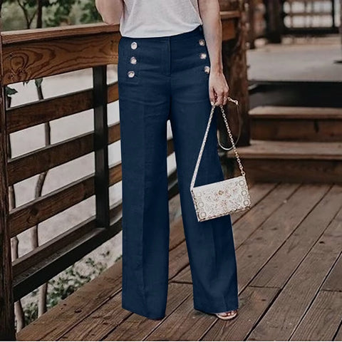 Cotton linen high waist button pants CODE: mon1715