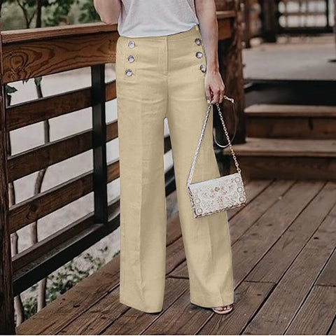 Cotton linen high waist button pants CODE: mon1715