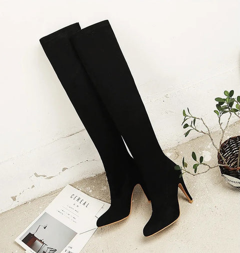 high heel boots pointed stretch boots CODE: mon805