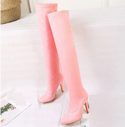 high heel boots pointed stretch boots CODE: mon805